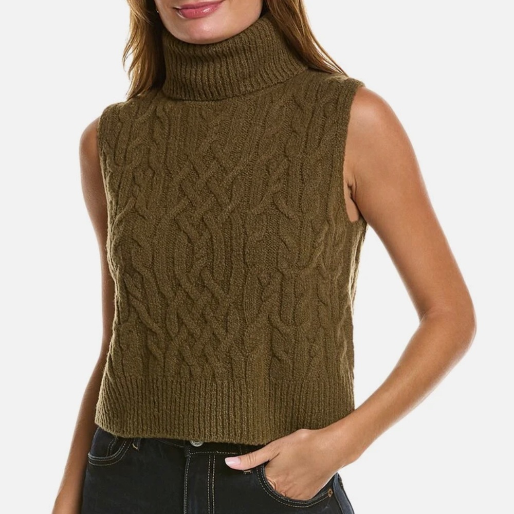 Vince cable knit sleeveless wool sweater